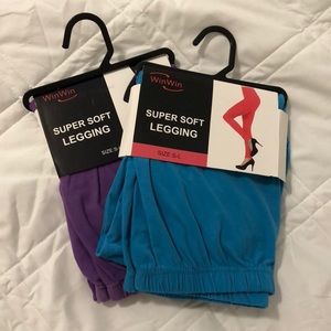 NWOT Set of 2 ultra soft leggings: purple and blue
